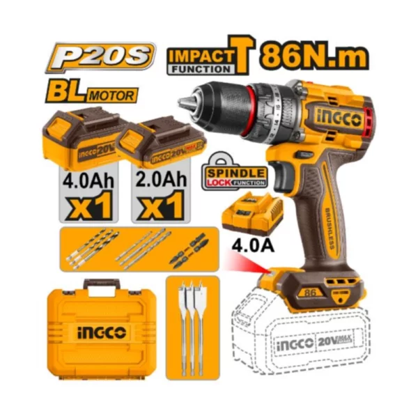 Lithium-ion Cordless impact drill kit (20V)