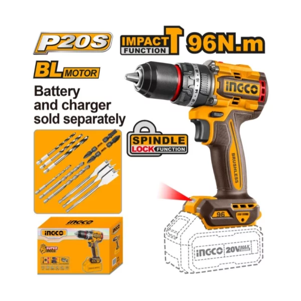 Lithium-ion Cordless Impact Drill kit (20V)