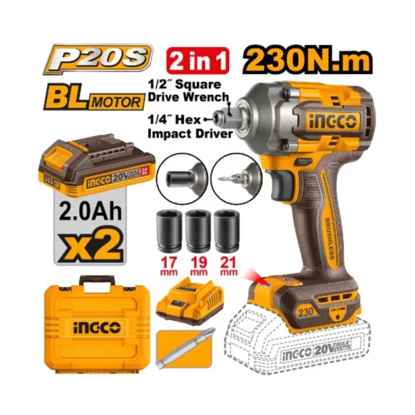 INGCO Lithium-ion Cordless Wrench 20V
