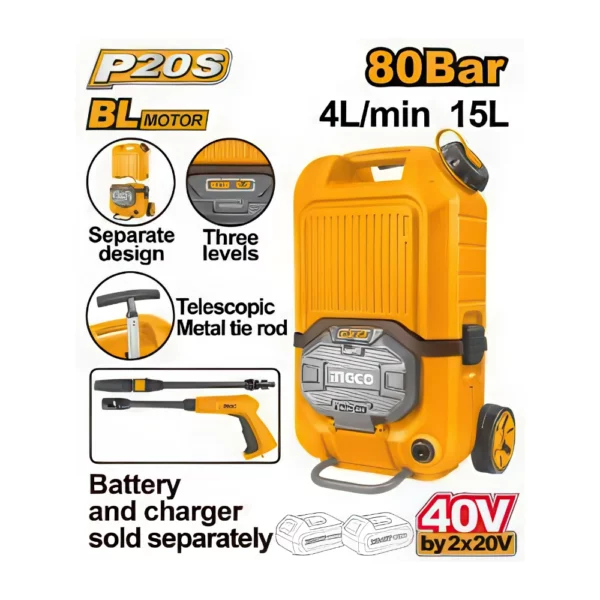 INGCO Lithium-Ion Pressure Washer (40V)