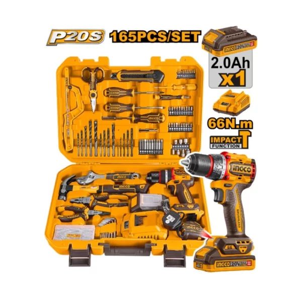 INGCO 165 Piece Cordless impact drill tools set