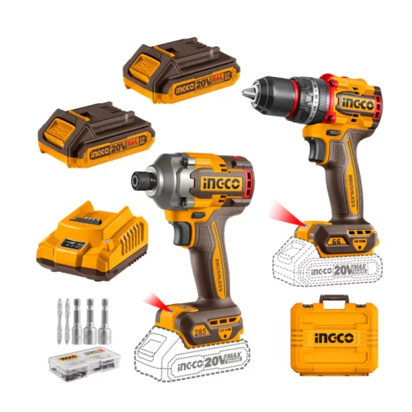 Ingco Cordless Impact Driver & Impact Drill (66Nm) 20V Combo Kit