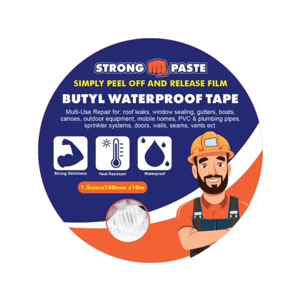 TEAR AND PASTE - EASY TO OPERATE Waterproof seal, Insulation, Strong stickiness, High temperature resistance, Low temperature resistance. 1.5mm x 100mm x l0m Multi-Use Repair for: roof leaks, window sealing, gutters, boats, canoes, outdoor equipment, mobile homes, PVC & plumbing pipes, sprinkler systems, doors, walls, seams, vents etc.