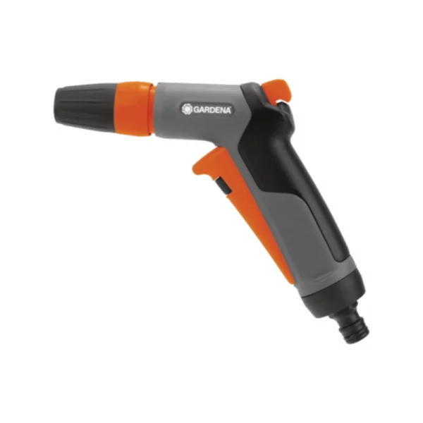 The GARDENA Classic Cleaning Nozzle with Flow Control offers everything you need for cleaning and watering jobs in and around the garden. If the water flow is to be continuous, you can lock the pulse trigger. Tiring of the hand is thereby prevented.