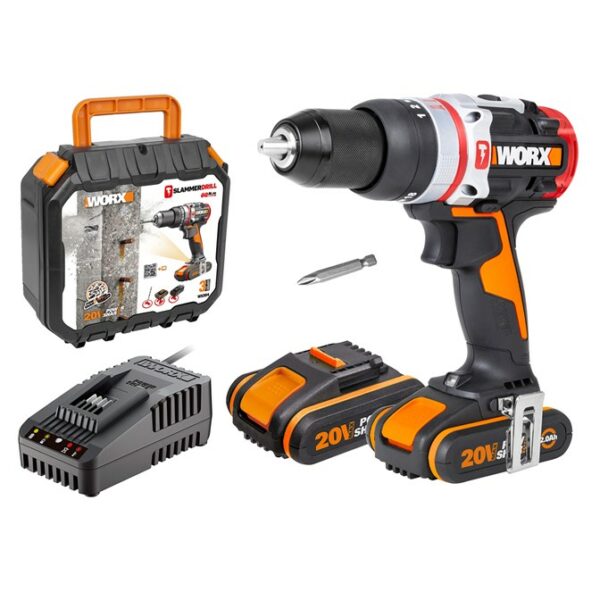 The WORX Slammer Drill drills into wood, metal, plastic, masonry and even concrete!
