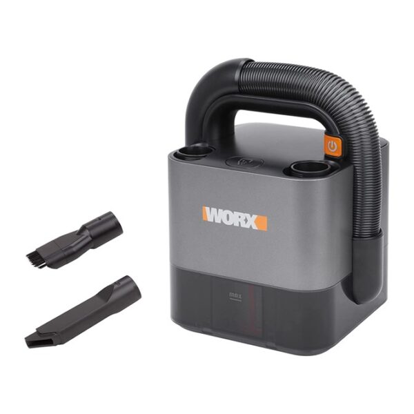 The WORX 20V CUBEVAC Compact Vacuum Cleaner WX030.9 is powered by our 20V PowerShare battery. The high-performance motor delivers strong suction for quick cleaning on various surfaces.