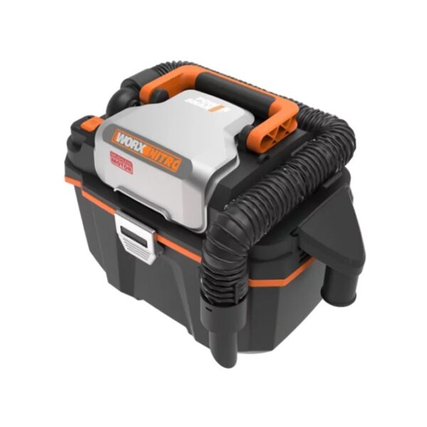 The WORX 20V NITRO Wet & Dry Vacuum WX031.9 features a powerful Brushless motor that delivers strong suction for quick pick up of a variety of wet or dry messes in a car, workshop, or on a job site.