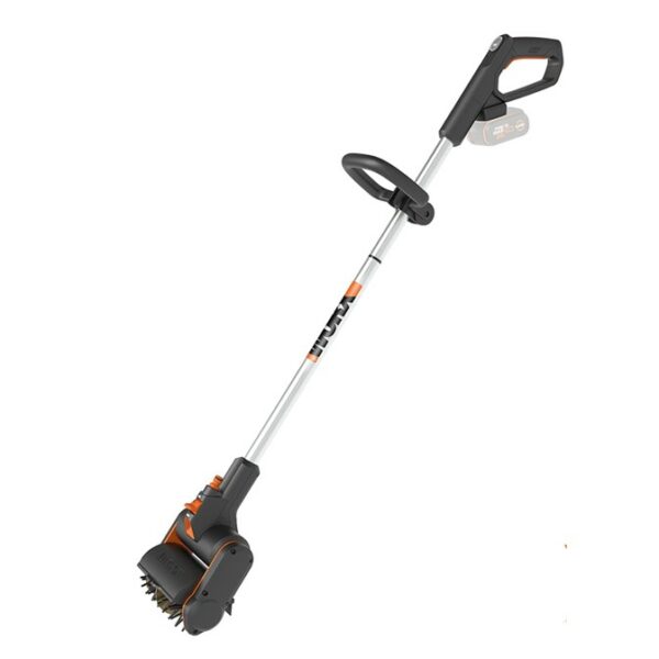 The new Worx WG441E features a 4-in-1 multi-brush that can handle stone, wood, and weed as well as artificial turf cleaning. An integrated water tap connection makes patio cleaning a breeze. No surface damage, and no water splash.